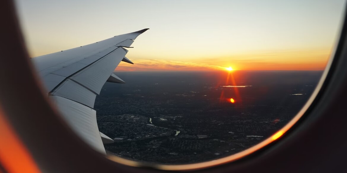 비행기에서 본 노을