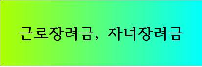 근로장려금 자녀장려금