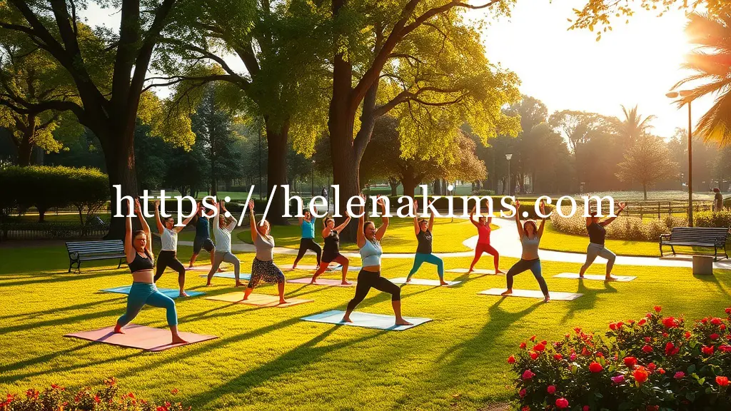 공기 맑은 공원에서 즐겁게 운동을 하는 사람들 이미지.