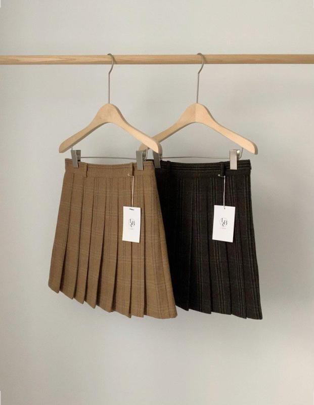 (브라운m딩일) 리브레 보보 체크 스커트 (울 플리츠 미니스커트)