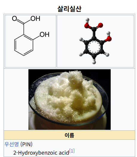 살리실산 성분 구조식 관련사진