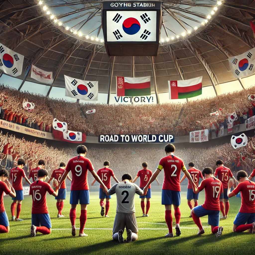 오만과의 축구경기전 준비를 나타내는 이미지