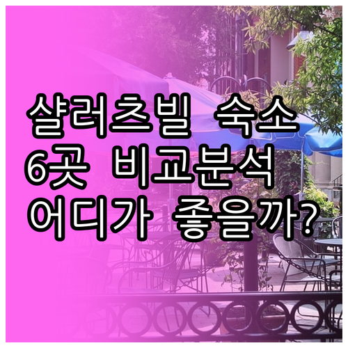 샬러츠빌 숙소 추천 6곳 비교분석 어