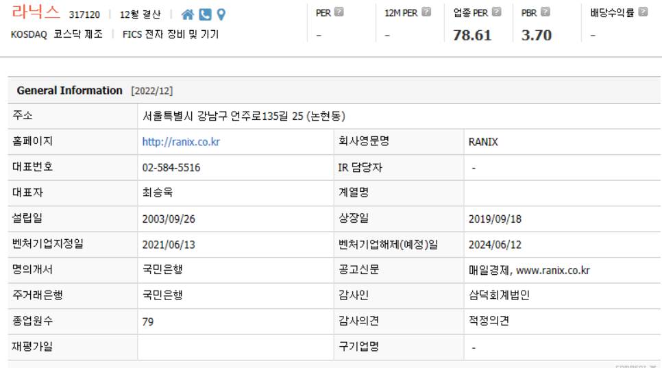 라닉스 기업개요