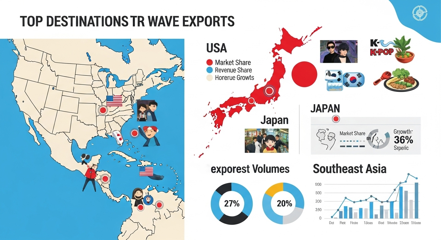 한류 수출 1위 국가 (미국, 일본, 동남아)