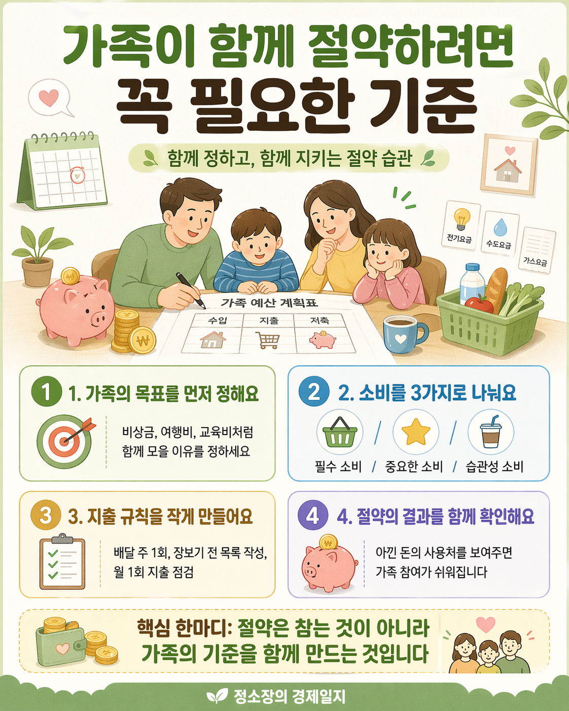 가족이 함께 절약하려면 꼭 필요한 기준