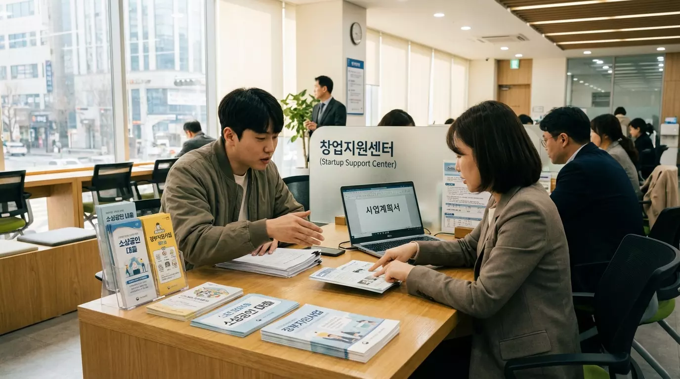 소상공인 대표가 대출 관련 보증료를 확인하고 있는 이미지