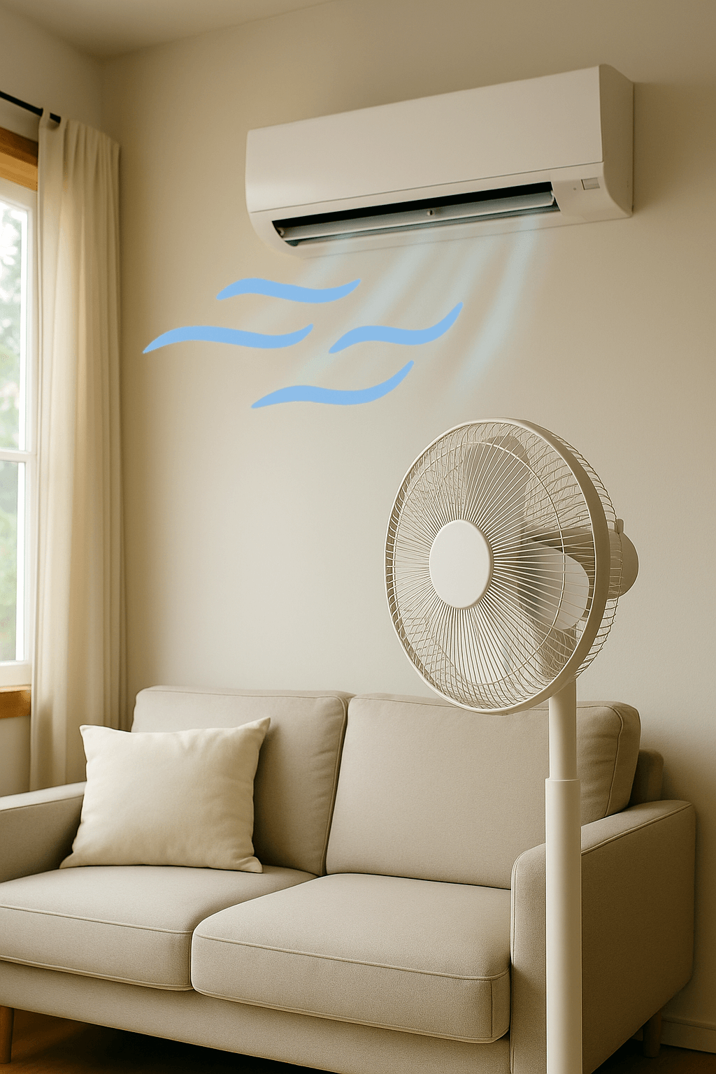 거실의 에어컨 선풍기