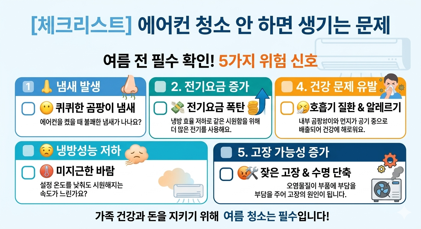 에어컨 청소 안하면 생기는 문제 5가지 요약 체크리스트