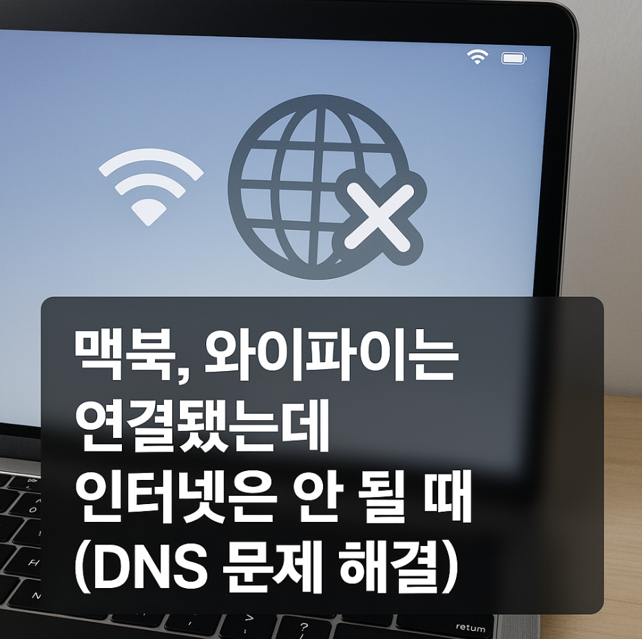 맥북, 와이파이는 연결됐는데 인터넷은 안 될 때 (DNS 문제 해결)