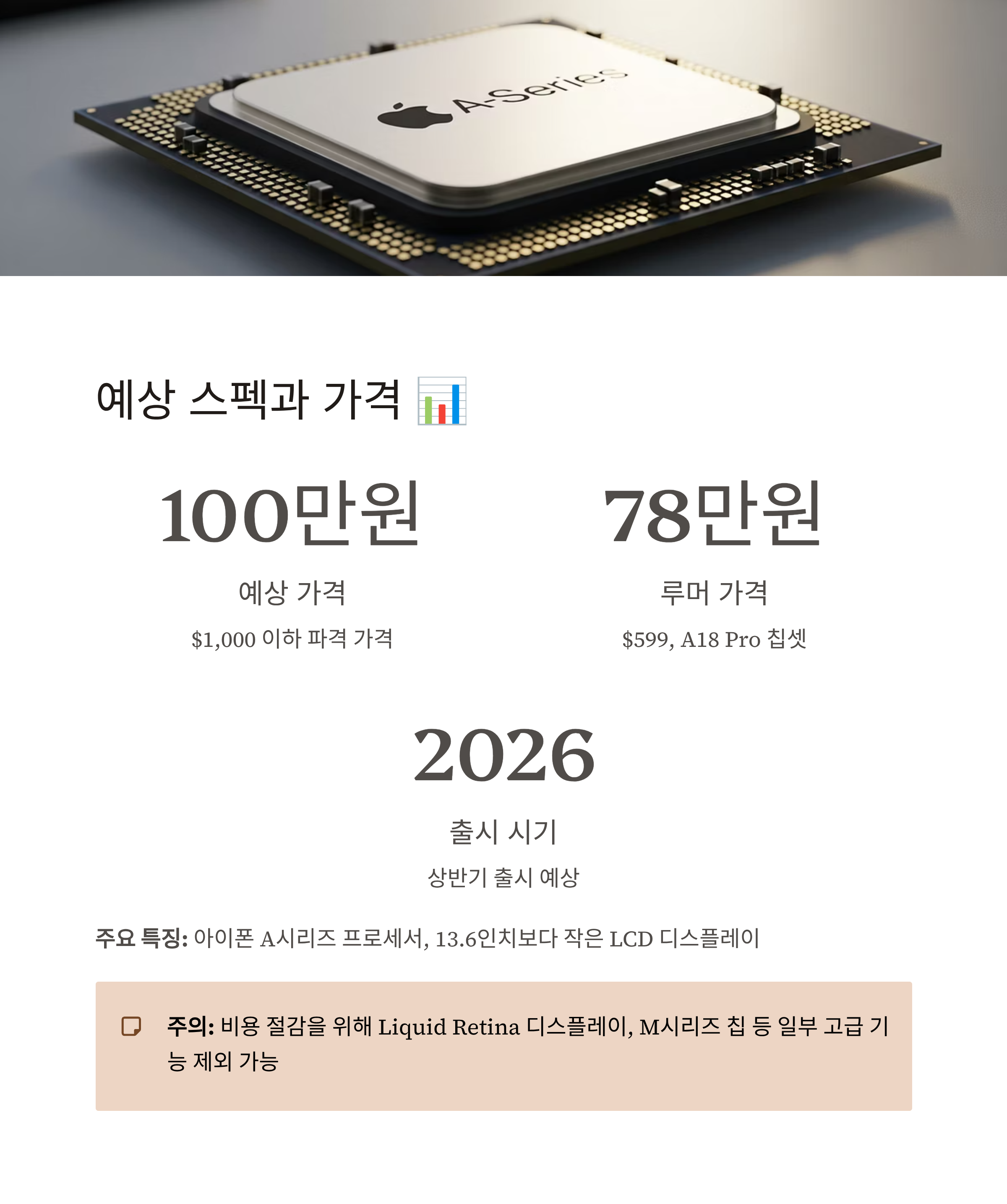 예상 스펙과 가격은? 📊