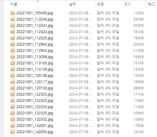 대상 폴더의 이미지 변환 후 저장한 파일 리스트