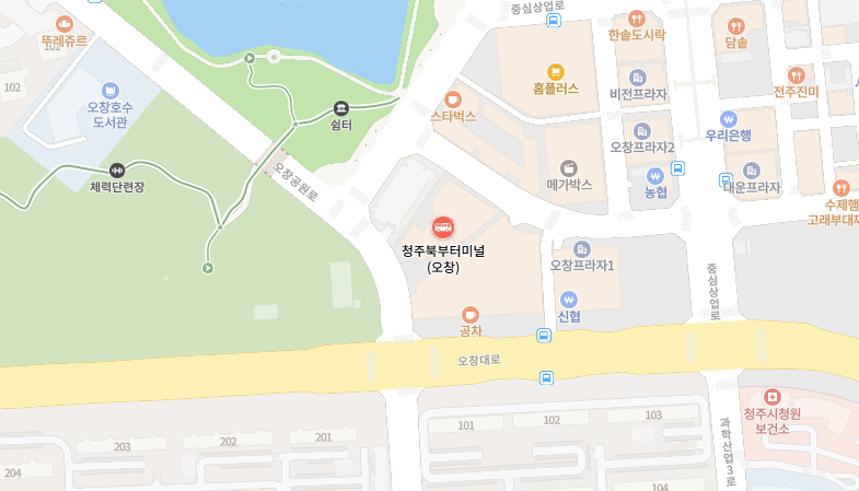 청주북부터미널 위치-지도