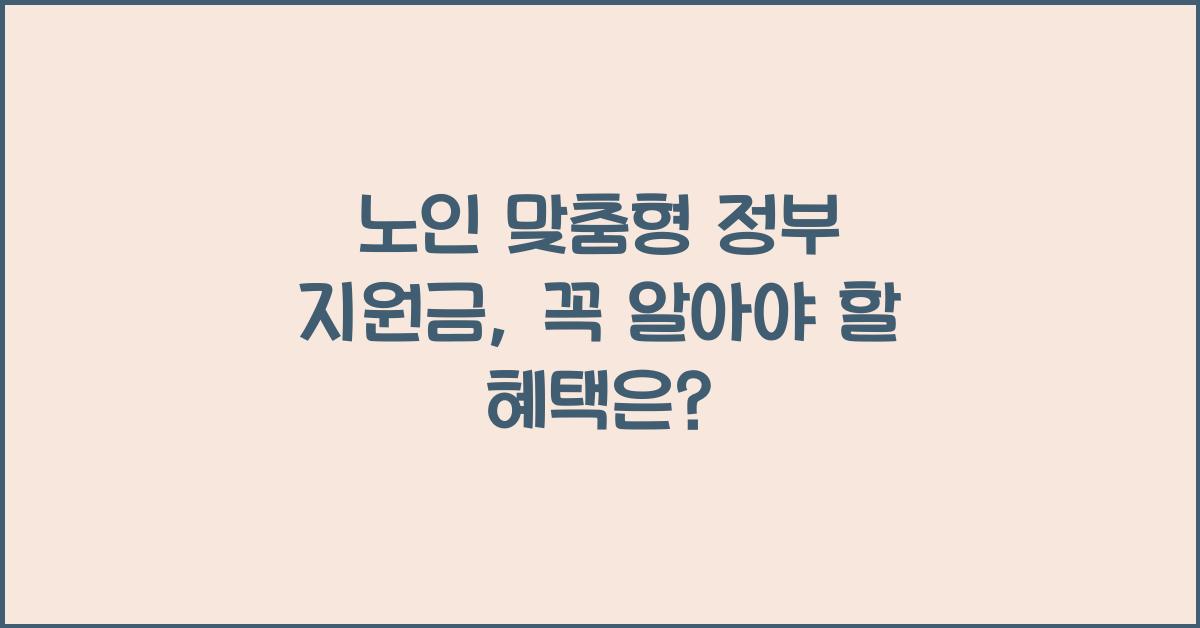 노인 맞춤형 정부 지원금