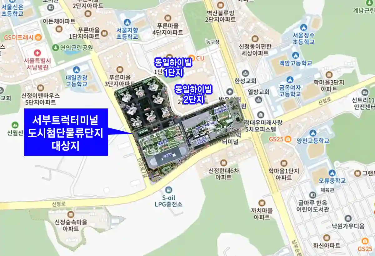 서부트럭터미널-도시첨단물류단지-배치도-위치-지도