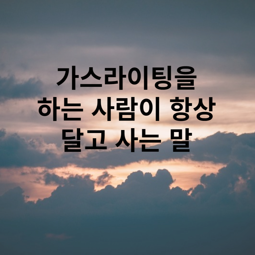 가스라이팅을 하는 사람의 말