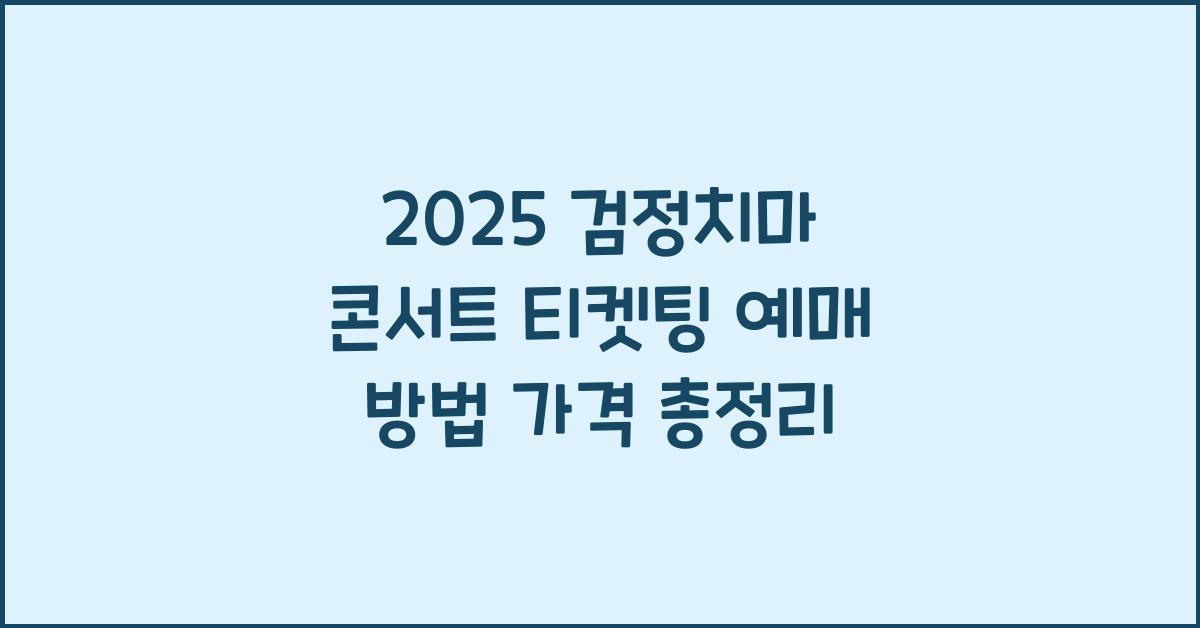 2025 검정치마 콘서트 티켓팅 예매 방법 가격