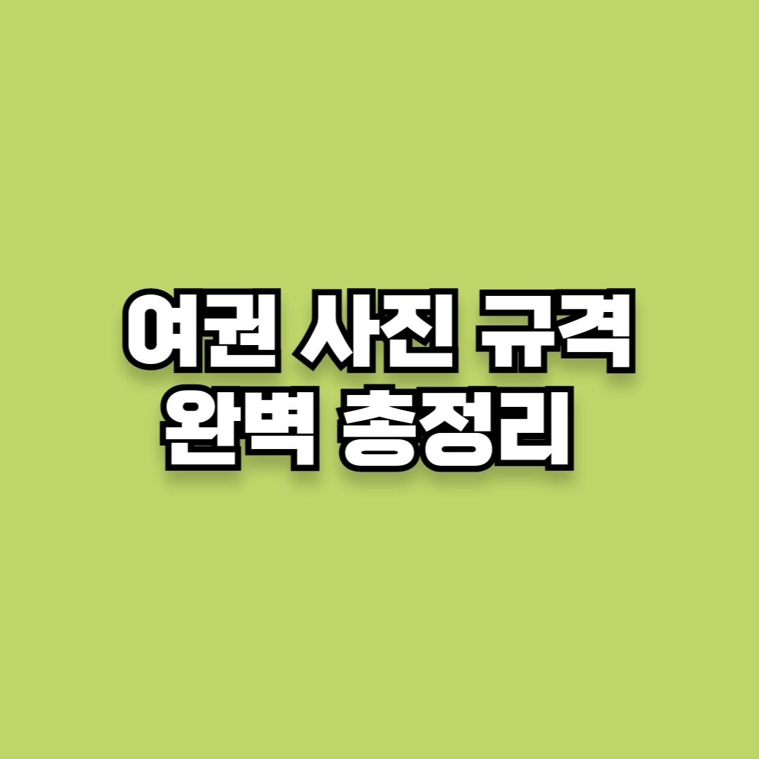 여권 사진 규격 총정리 완벽 가이드