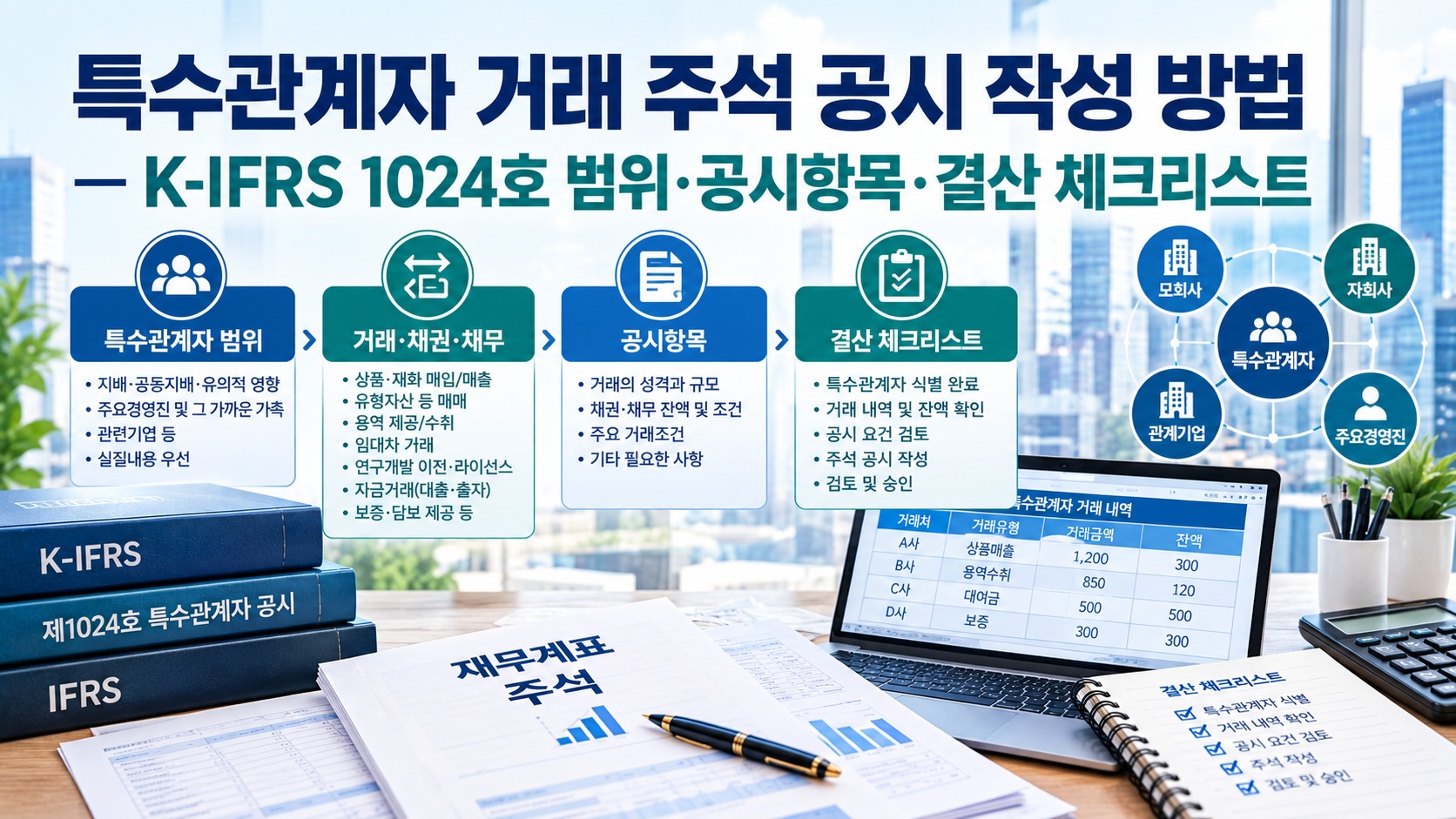 특수관계자 거래 주석 공시 작성 방법 &mdash; K-IFRS 1024호 범위&middot;공시항목&middot;결산 체크리스트