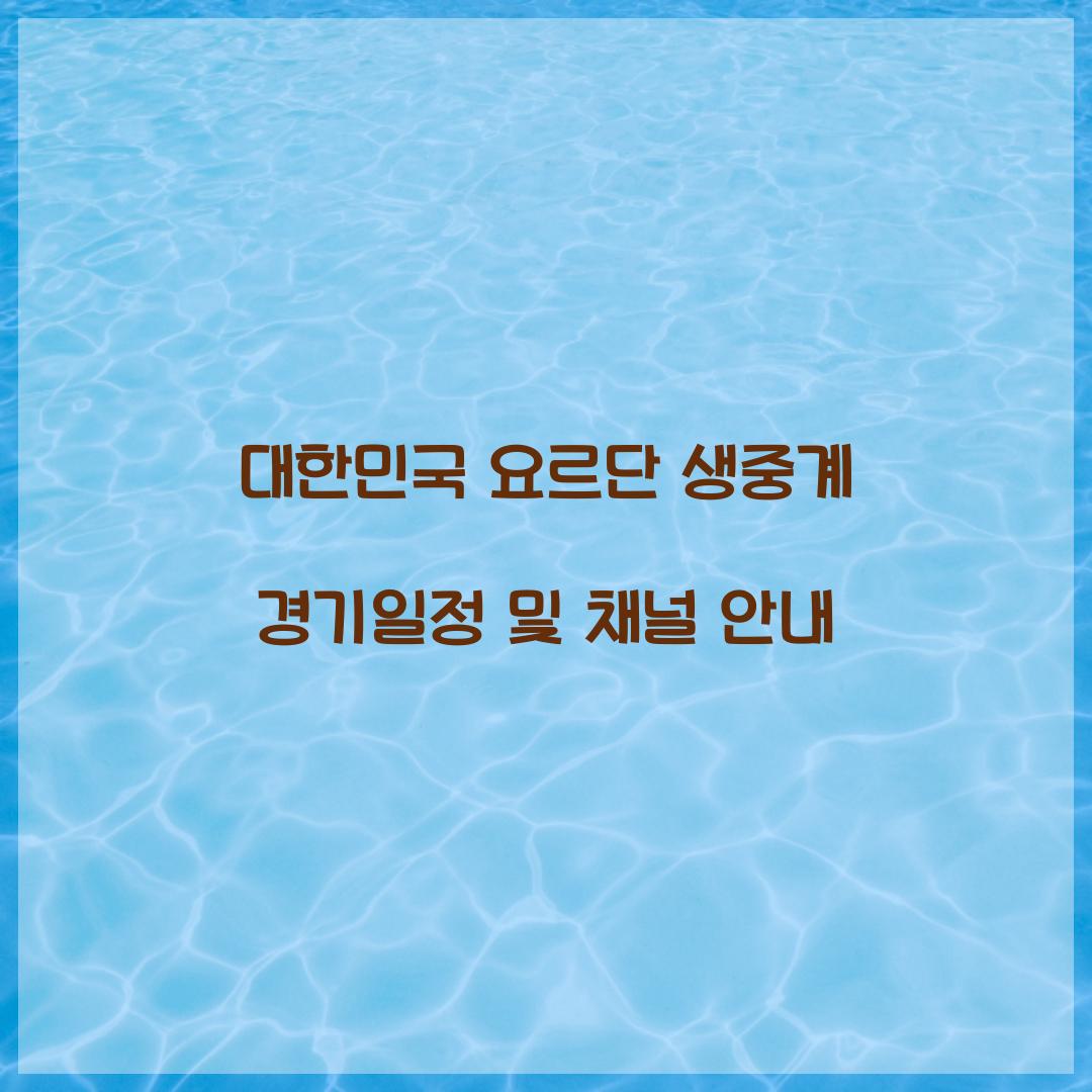 대한민국 요르단 생중계