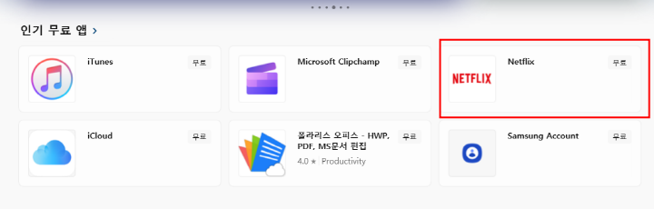 럼 사진에서 보이는 것과 마이크로소프트 스토어 화면이 보입니다.
