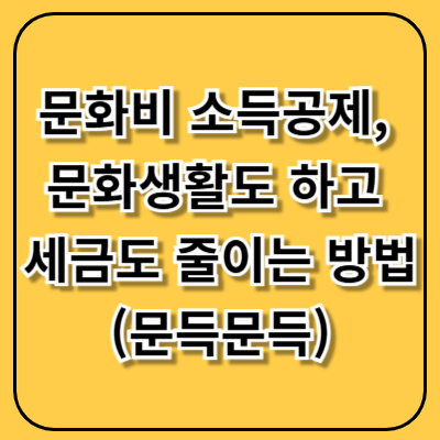 문화비 소득공제, 문화생활도 하고 세금도 줄이는 방법(문득문득)