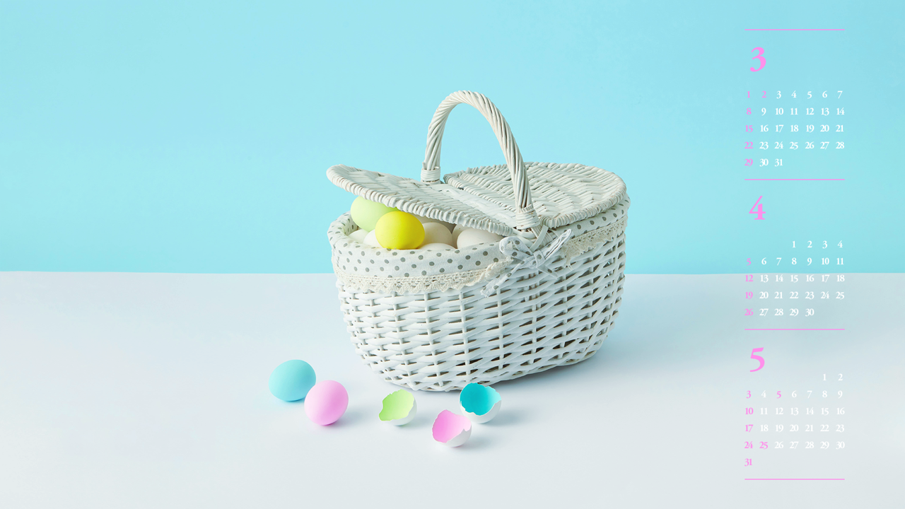 06 계란 바구니 하늘색배경 B - 2026년4월 달력배경화면