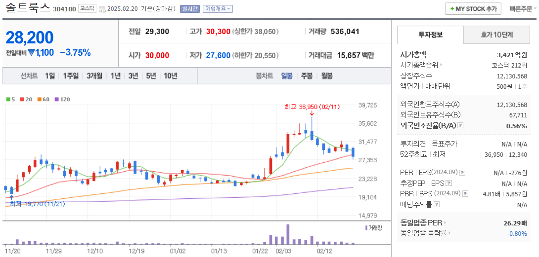 솔트룩스 주가 차트