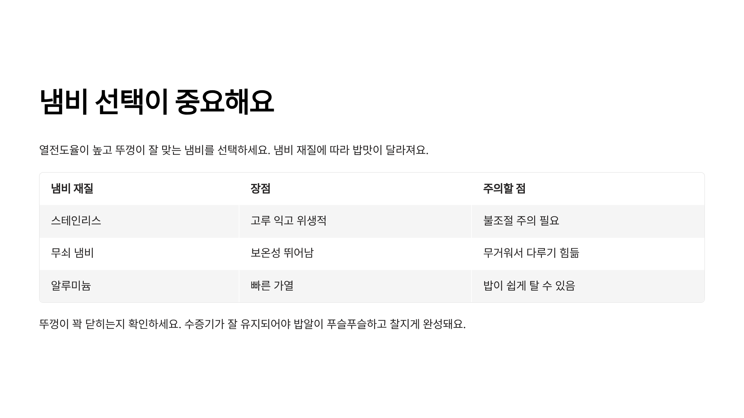 냄비밥 맛있게 짓는법