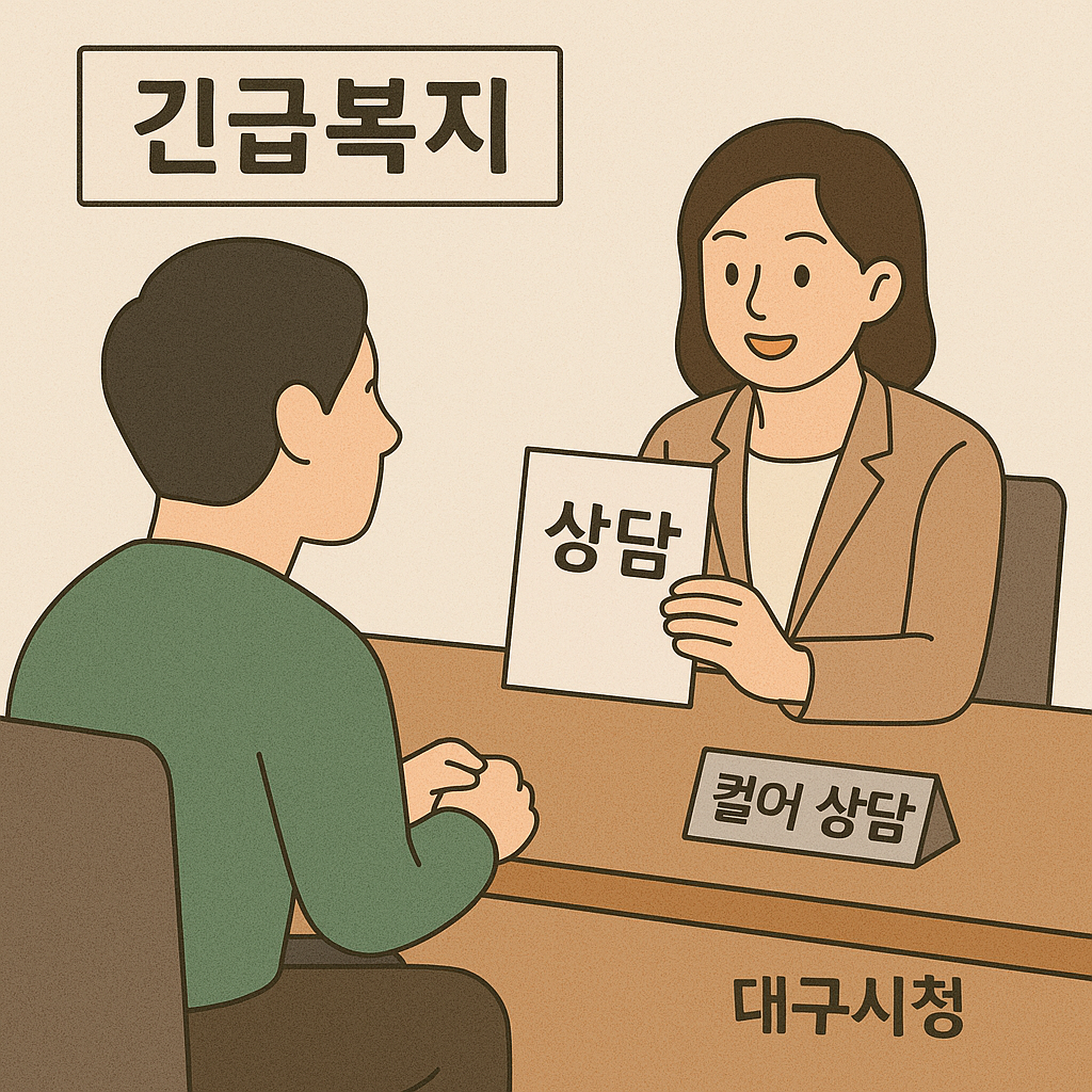 대구시청 복지창구에서 긴급복지 상담 중인 시민 모습