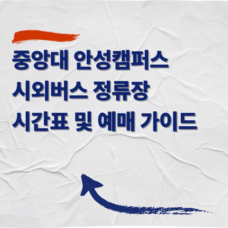 중앙대 안성캠퍼스 시외버스 정류장 시간표 및 예매 가이드