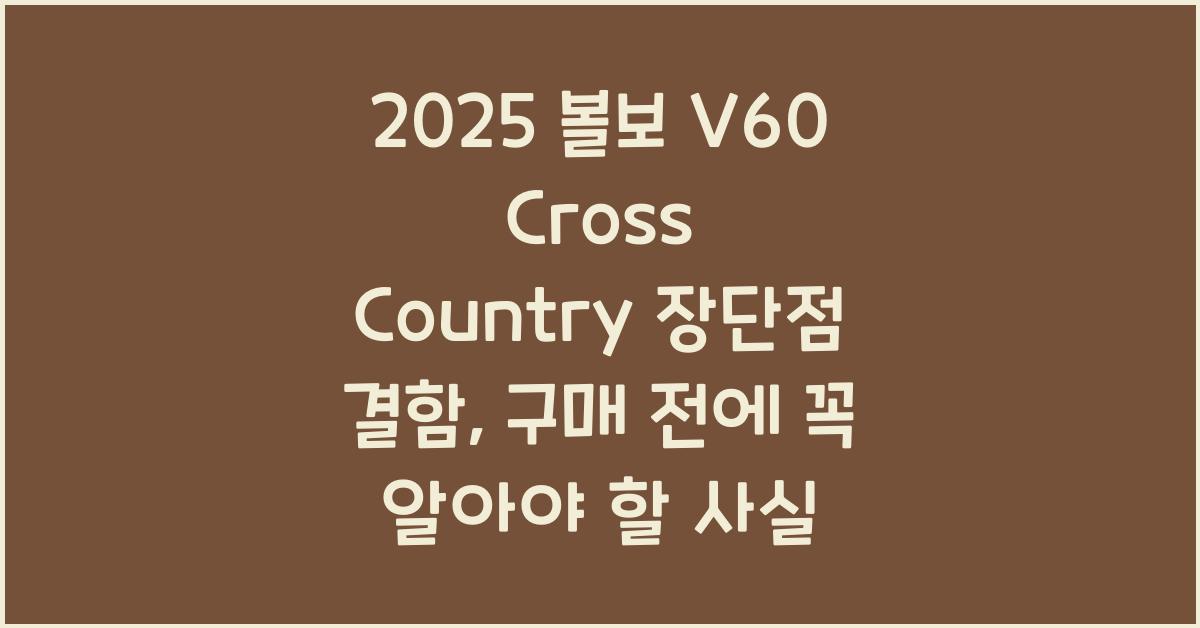2025 볼보 V60 Cross Country 장단점 결함