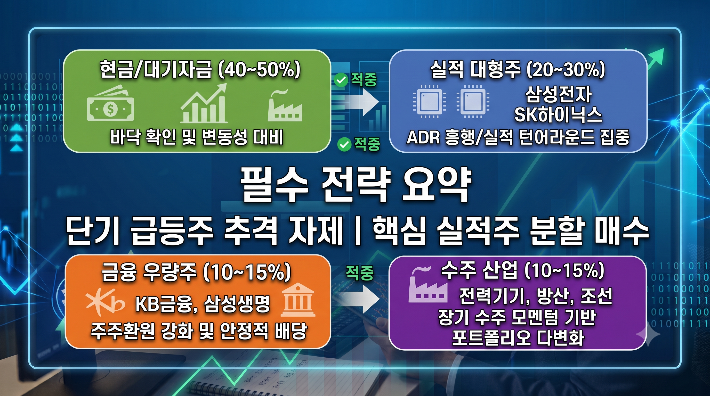 데일리 투자보고서 추천 신규 자금 포트폴리오 분할 운용 전략 차트 이미지