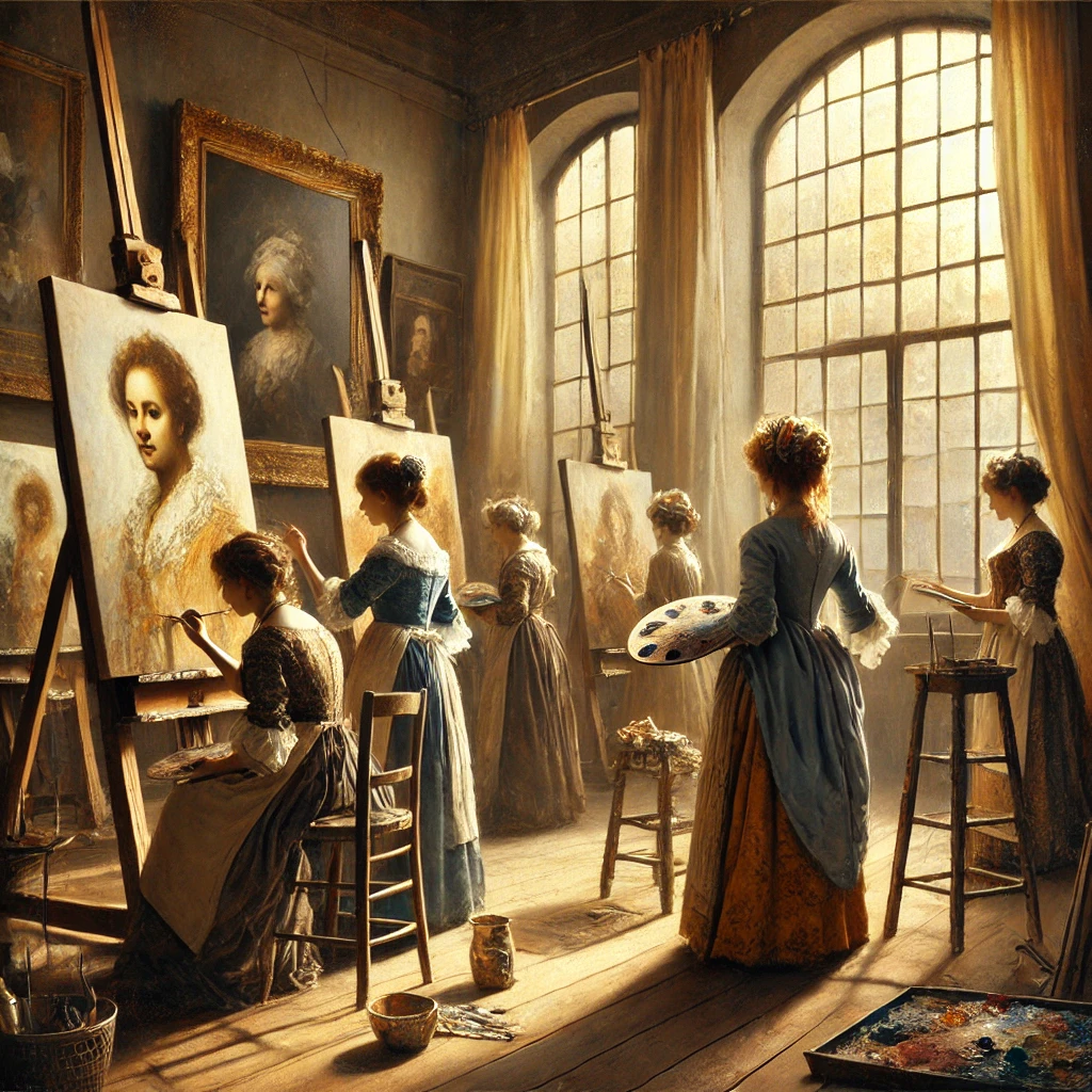 유럽 미술 속 여성 화가들의 장면을 구현한 이미지