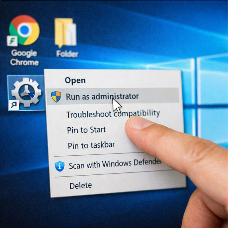프로그램 관리자 권한 실행 설정 확인하는 모습