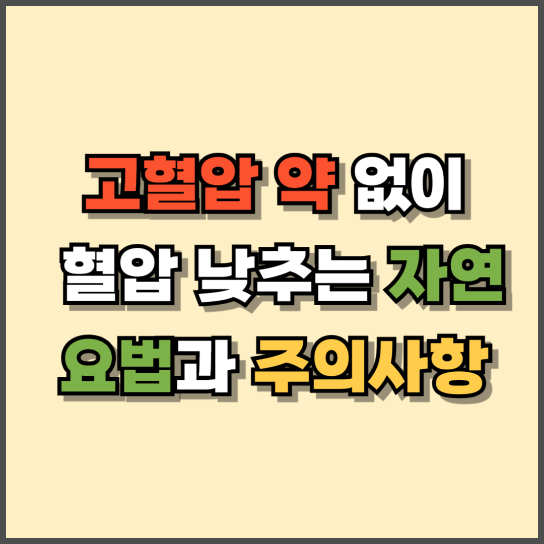 고혈압 약 없이 혈압 낮추는 자연요법과 주의사항