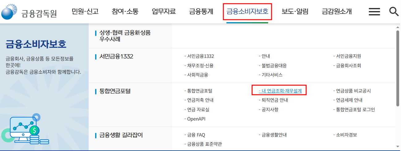금융감독원 홈페이지 메뉴