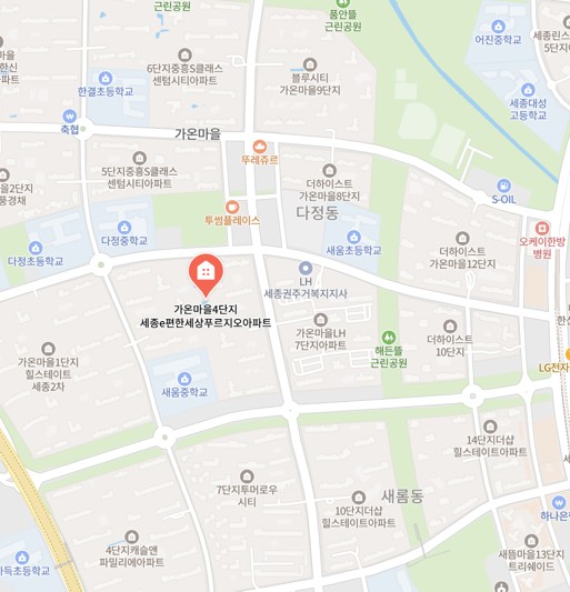 [세종시 다정동] 가온마을4단지 아파트 위치 지도