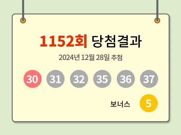 1152회 로또 당첨번호