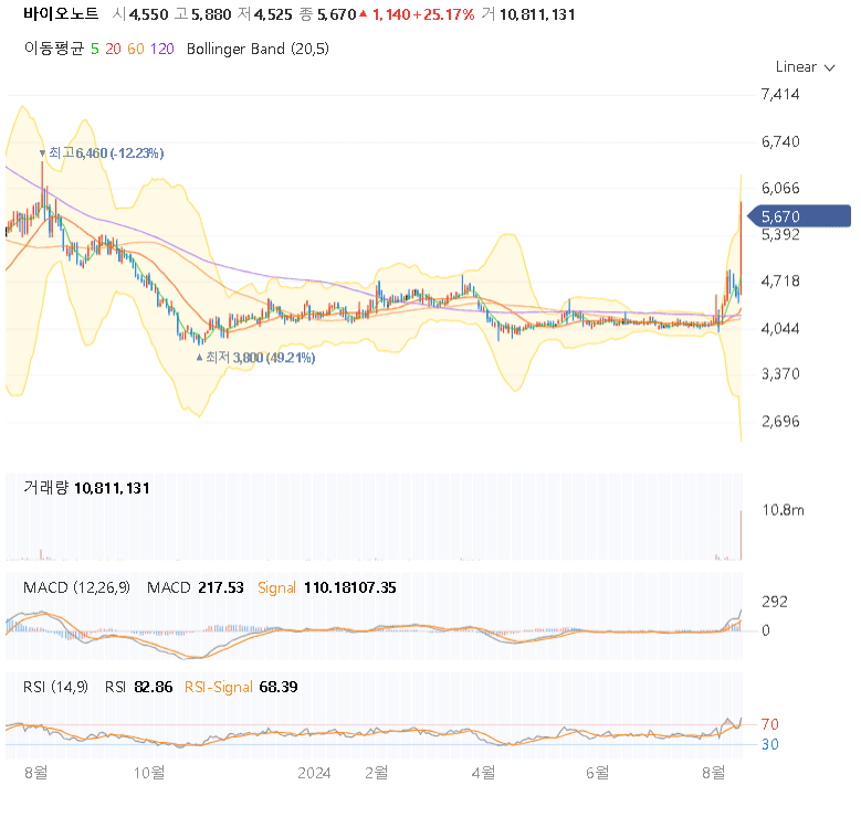 바이오노트 주가 전망 차트
