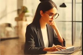 사무실에서 일하는 여성