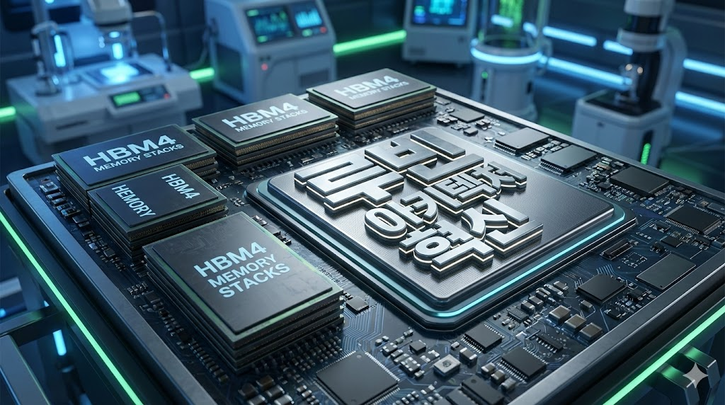 루빈 아키텍처 혁신을 강조한 차세대 AI 칩셋의 고해상도 매크로 이미지.