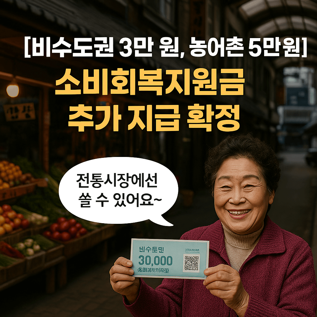 민생지원금 비수도권 3만 원, 농어촌 5만 원! 추가 지급 발표-썸네일
