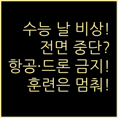 수능 당일 항공기 드론 군사훈련 전면..