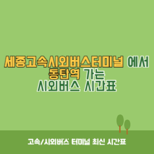 세종고속시외버스터미널에서 동탄역 가는 시외버스 시간표 최신정보