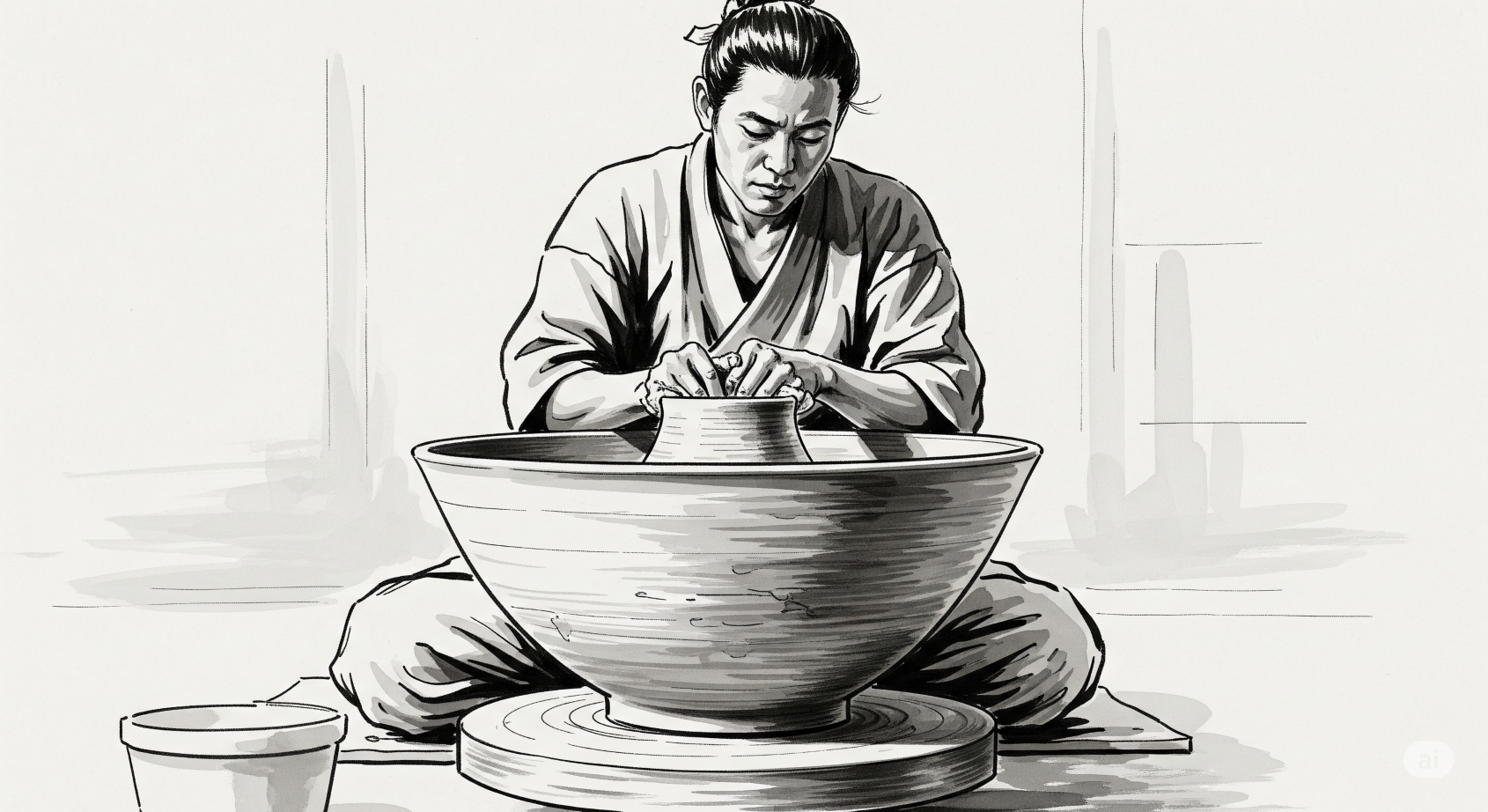 도자기로 빚고 있는 남성