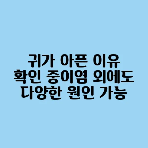 귀가 아픈 이유 확인 중이염 외에도 다양한 원인 가능