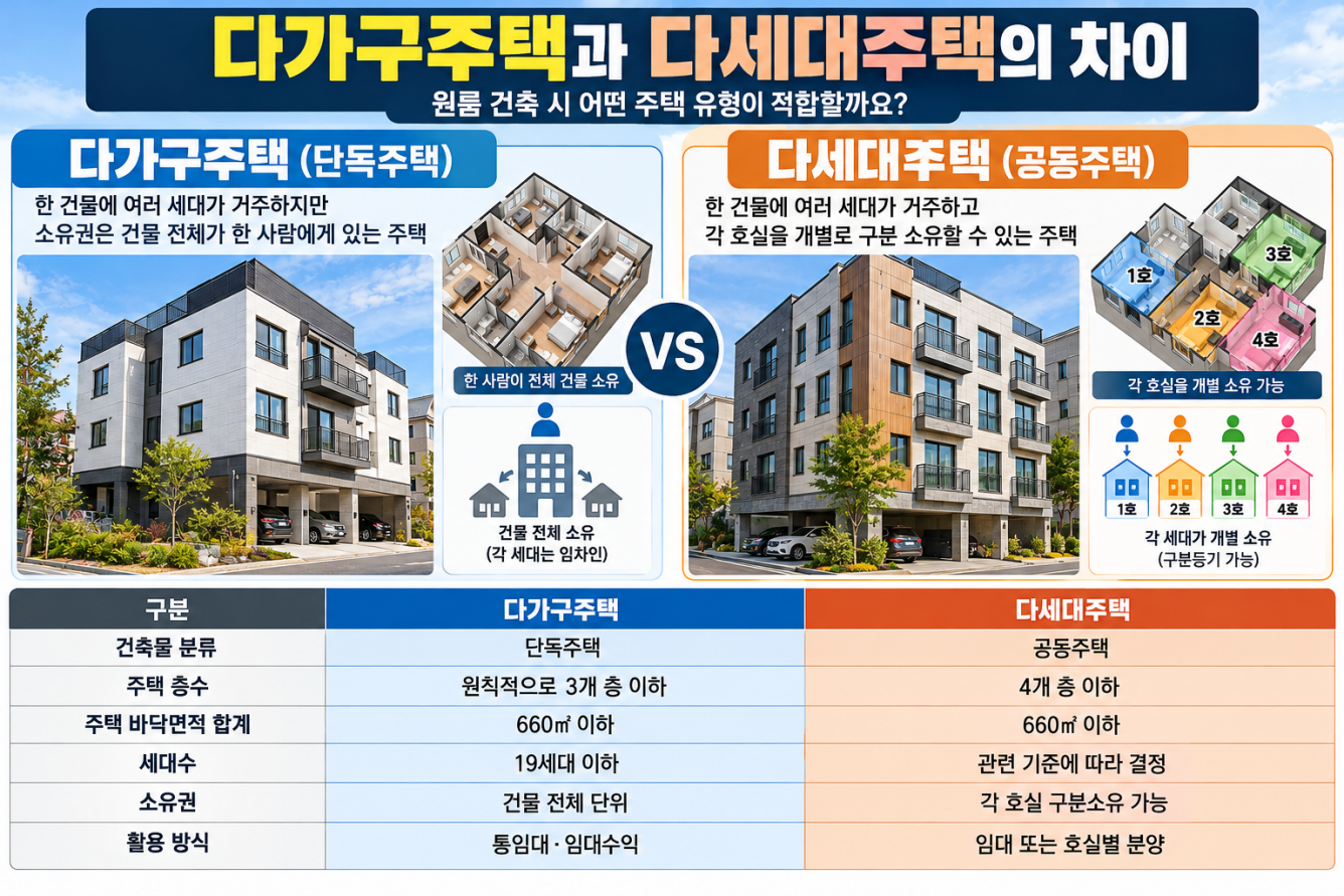 다가구주택과 다세대주택의 차이 이해하기