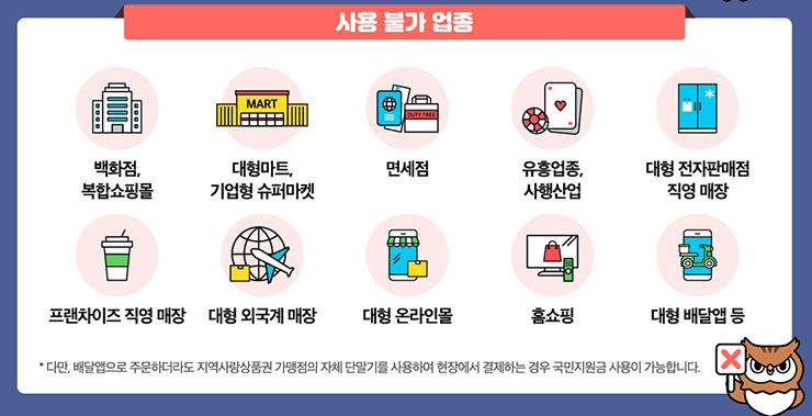 서울 재난지원금 사용불가 업종