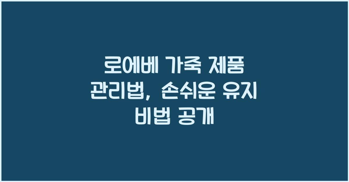 로에베 가죽 제품 관리법